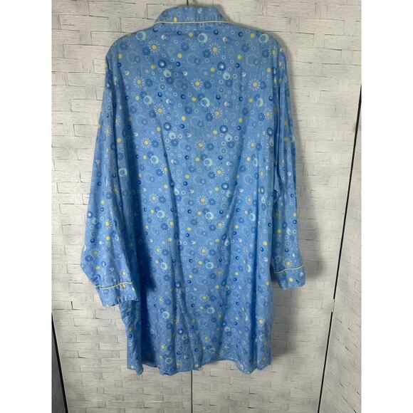 Adonna women’s sleep shirt￼ button up stars & moons flannel cozycore plus size - Picture 2 of 7